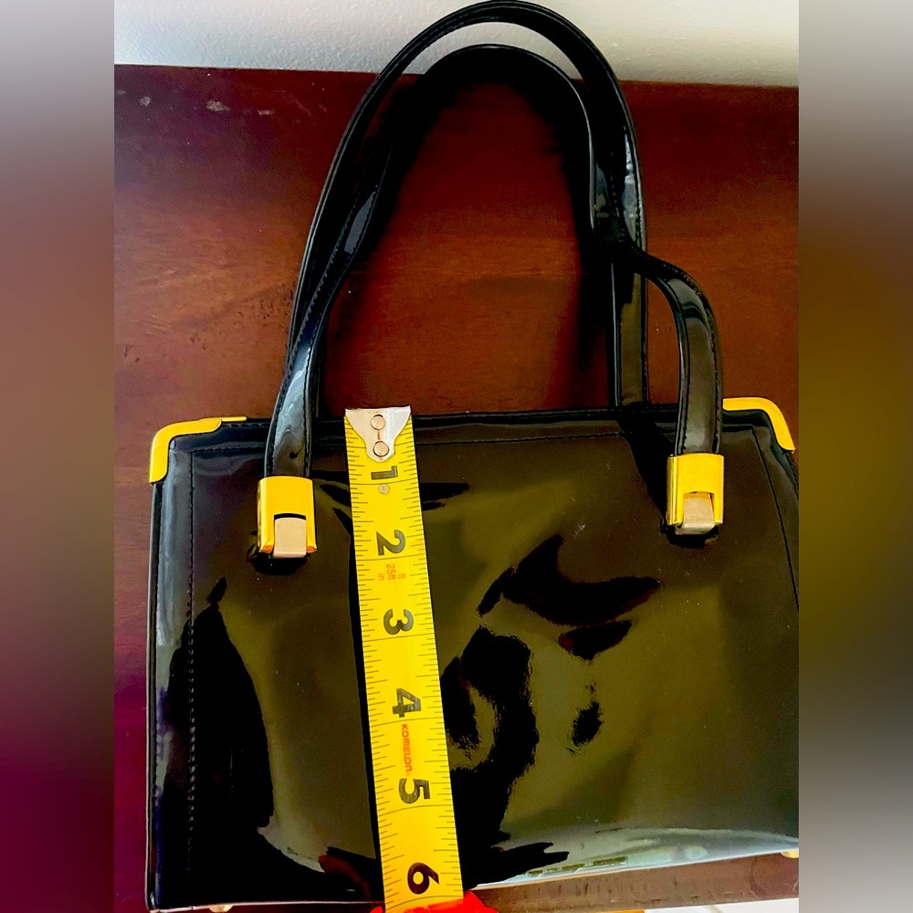 Vintage Black Koret Patent Leather Handbag With Attached Interior Coin Purse EUC - Picture 9 of 9